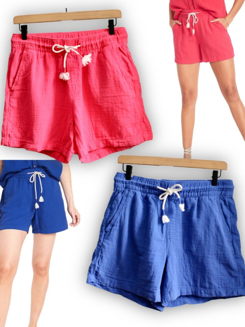 Old Navy High-Waisted Textured Cotton Pull-On Shorts Bundle of Two Size Small